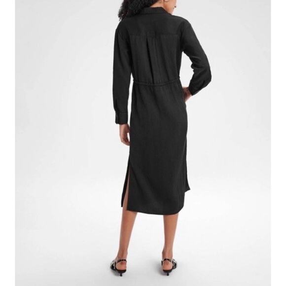 A New Day Women's Versatile Long Sleeve Midi Shirtdress Black Linen Size XS - Picture 2 of 7
